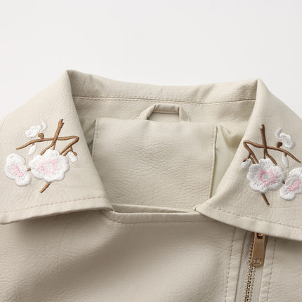 Women's floral embroidered faux leather jacket – original detail photo 17