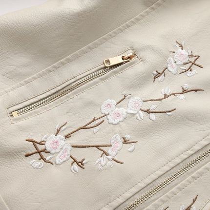 Women's floral embroidered faux leather jacket – original detail photo 18