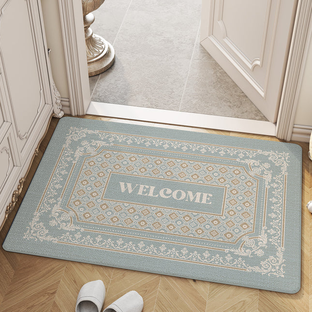 Welcome mat for front door vintage style floor mats, non-slip doormat water-absorbent dirt-resistant indoor door mats for entryway