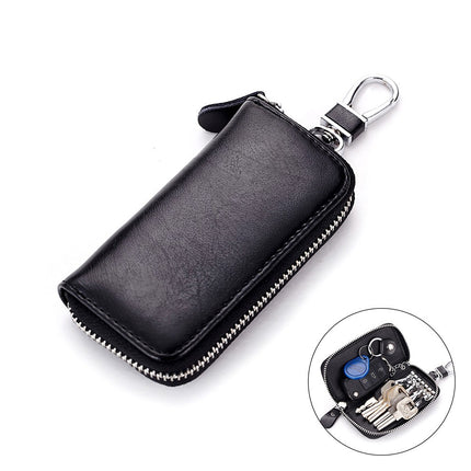 Key Bag Genuine Leather Car Key Bag Portable Key Zipper Pouch Car Smart Key Chain Unisex Lock Key Bag