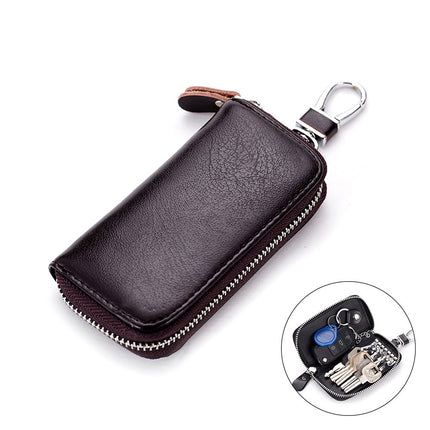 Key Bag Genuine Leather Car Key Bag Portable Key Zipper Pouch Car Smart Key Chain Unisex Lock Key Bag