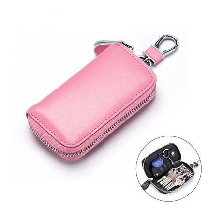 Key Bag Genuine Leather Car Key Bag Portable Key Zipper Pouch Car Smart Key Chain Unisex Lock Key Bag