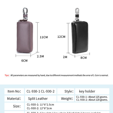 Key Bag Genuine Leather Car Key Bag Portable Key Zipper Pouch Car Smart Key Chain Unisex Lock Key Bag