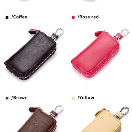Key Bag Genuine Leather Car Key Bag Portable Key Zipper Pouch Car Smart Key Chain Unisex Lock Key Bag