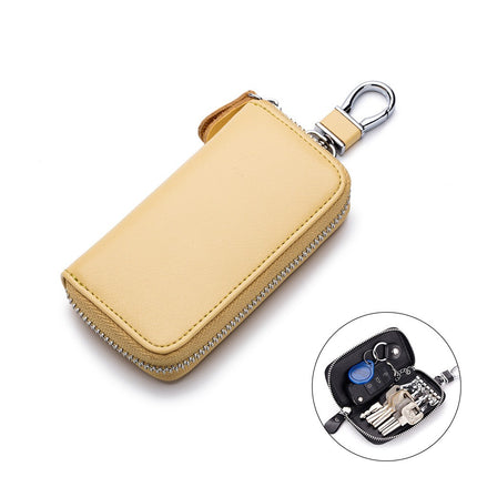 Key Bag Genuine Leather Car Key Bag Portable Key Zipper Pouch Car Smart Key Chain Unisex Lock Key Bag