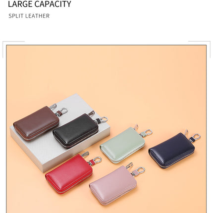 Key Bag Genuine Leather Car Key Bag Portable Key Zipper Pouch Car Smart Key Chain Unisex Lock Key Bag