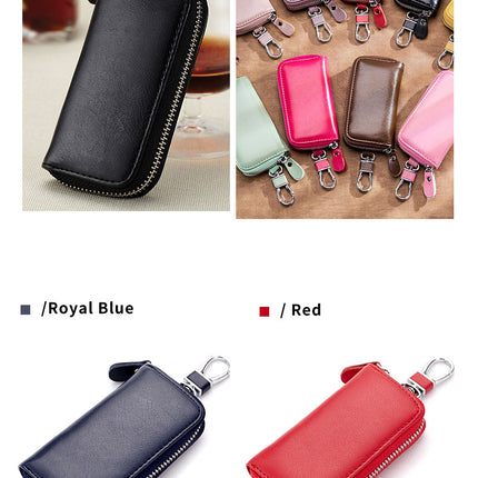 Key Bag Genuine Leather Car Key Bag Portable Key Zipper Pouch Car Smart Key Chain Unisex Lock Key Bag
