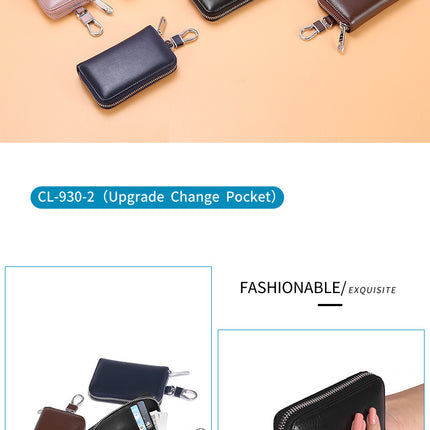 Key Bag Genuine Leather Car Key Bag Portable Key Zipper Pouch Car Smart Key Chain Unisex Lock Key Bag