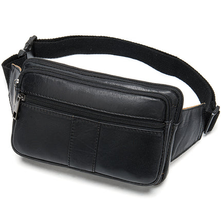 Genuine leather men's fanny pack, head layer cowhide outdoor shoulder crossbody chest bag, men's retro leather men's small bag