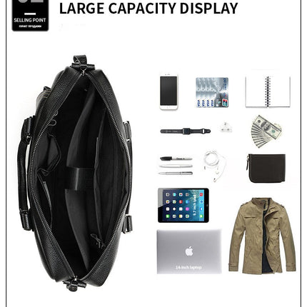 Genuine Leather Briefcases for Men Messenger Computer Bag Retro Waterproof Handbag