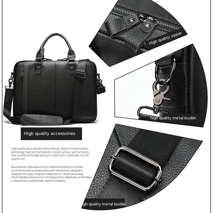 Genuine Leather Briefcases for Men Messenger Computer Bag Retro Waterproof Handbag