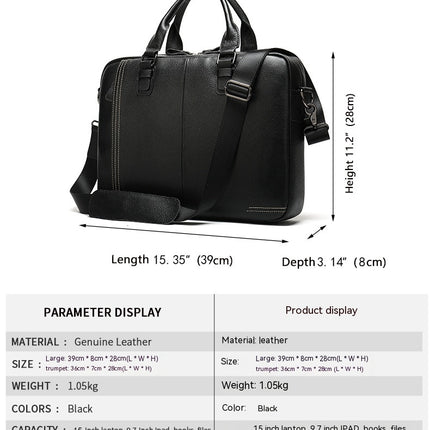 Genuine Leather Briefcases for Men Messenger Computer Bag Retro Waterproof Handbag