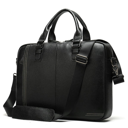 Genuine Leather Briefcases for Men Messenger Computer Bag Retro Waterproof Handbag