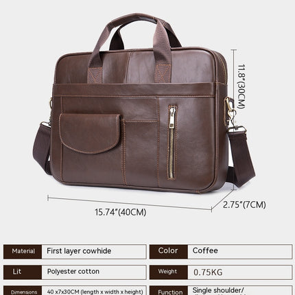 Men's Vintage Genuine Leather Briefcase Handbag Laptop Messenger Bag