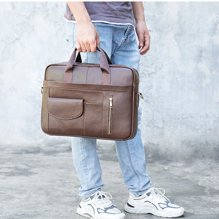 Men's Vintage Genuine Leather Briefcase Handbag Laptop Messenger Bag