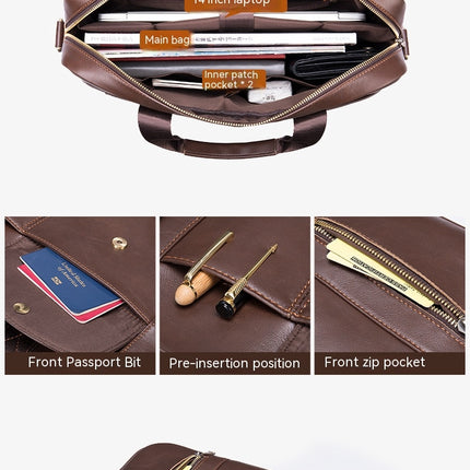 Men's Vintage Genuine Leather Briefcase Handbag Laptop Messenger Bag