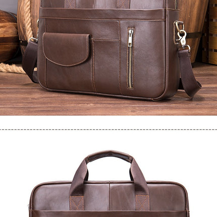 Men's Vintage Genuine Leather Briefcase Handbag Laptop Messenger Bag