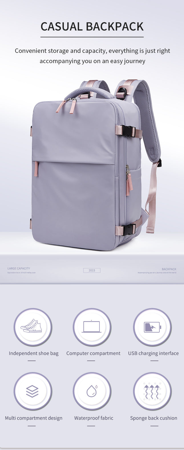 Backpack Women's Luggage Bag Casual School Bag Multi-functional Computer Backpack