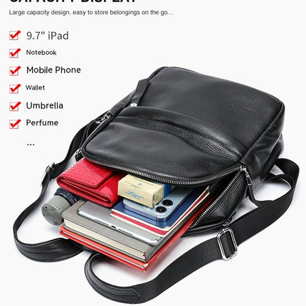 Backpack Girls Small Backpack Women's Simple Genuine Leather Backpack for Casual