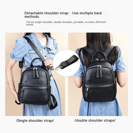 Backpack Girls Small Backpack Women's Simple Genuine Leather Backpack for Casual