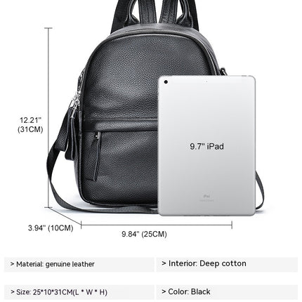 Backpack Girls Small Backpack Women's Simple Genuine Leather Backpack for Casual
