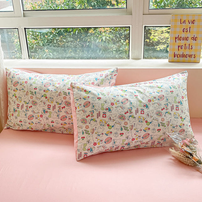 Cotton Pillowcase Cotton Pillowcase 2 Pieces Pillowcase Thickened Pillow Leather Pillow Queen Size Home Small Fresh Floral Style Pillowcase