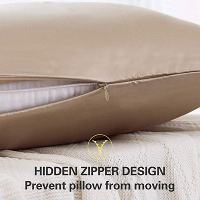 Solid color 1Piece Pillow protectors Silk Satin pillowcase reversible 100% mulberry silk pillowcase zipper model
