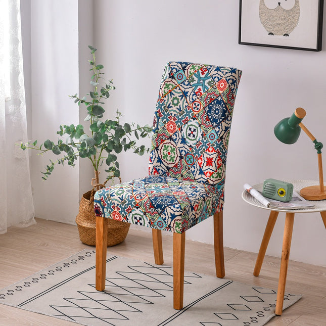 1 Piece High Stretch Floral Chair Back Cover Home Hotel Restaurant Removable Washable Chair Back Cover