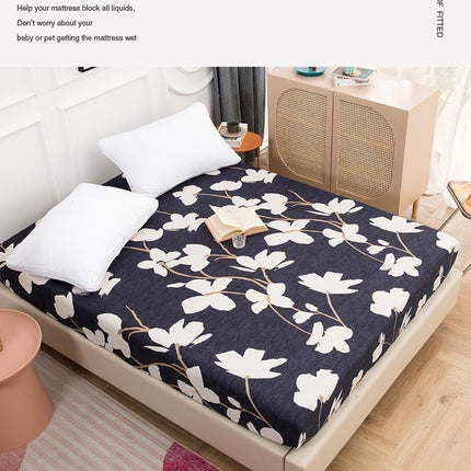 Queen Size Printed Deep Pocket Mattress Sheet Soft Comfortable Fitted Sheet Microfiber Waterproof Wrinkle Bed Sheet-B