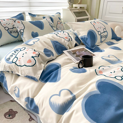 Floral Duvet Cover Set Queen Size Botanical Bedding Set -Flowers Printed Reversible Bedding Comforter Cover Set 1 Duvet Cover 2 Pillowcases+1 Bed Sheet