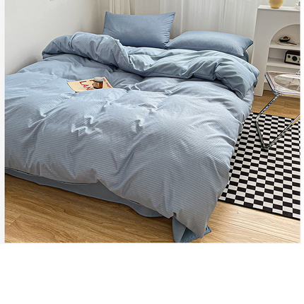 Bedding Waffle Weave Duvet Cover Set Queen Size - Cotton Breathable 4 Pieces Set for - 1 Duvet Cover+1 Bed Sheet Closure and 2 Pillow Shams