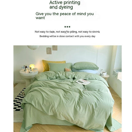Washed Cotton Comforter Cover Bedding Set-Duvet Cover Bedding Set  1 Duvet Cover +1 Bed Sheet With 2 Pillowcases Bedding Set