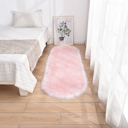 Oval Soft Fluffy Shaggy Area Rug Non-Slip Plush Faux Fur Sheepskin Rug for Bedroom Living Room Home Decorative Kids Play Mats
