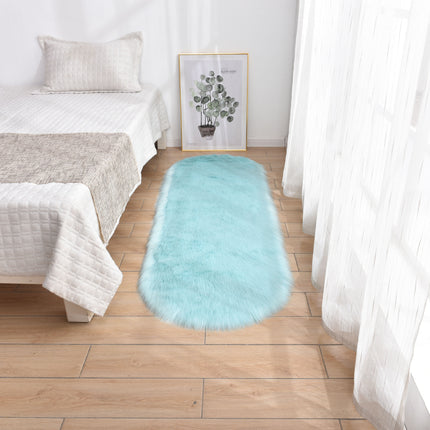 Oval Soft Fluffy Shaggy Area Rug Non-Slip Plush Faux Fur Sheepskin Rug for Bedroom Living Room Home Decorative Kids Play Mats