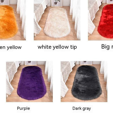 Oval Soft Fluffy Shaggy Area Rug Non-Slip Plush Faux Fur Sheepskin Rug for Bedroom Living Room Home Decorative Kids Play Mats