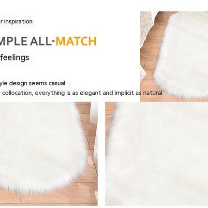 Oval Soft Fluffy Shaggy Area Rug Non-Slip Plush Faux Fur Sheepskin Rug for Bedroom Living Room Home Decorative Kids Play Mats
