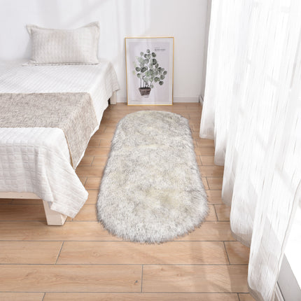 Oval Soft Fluffy Shaggy Area Rug Non-Slip Plush Faux Fur Sheepskin Rug for Bedroom Living Room Home Decorative Kids Play Mats