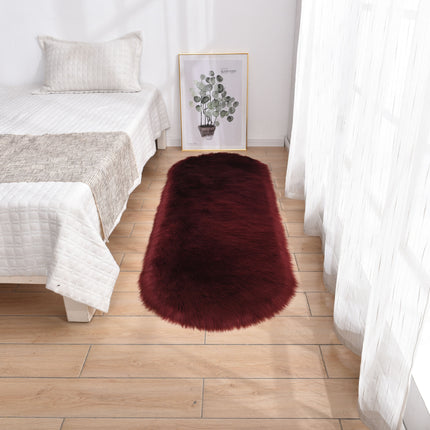 Oval Soft Fluffy Shaggy Area Rug Non-Slip Plush Faux Fur Sheepskin Rug for Bedroom Living Room Home Decorative Kids Play Mats