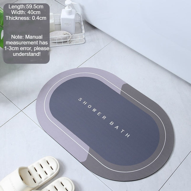 Diatomite Bath rug mat, absorbent diatomite bathroom mats Anti-slip bathroom floor mat, for kitchen bedroom bathroom decor