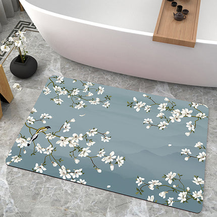 Diatomaceous earth bathroom rug bath mat plants and flowers bath mats super absorbent rubber bottom non-slip bath rugs