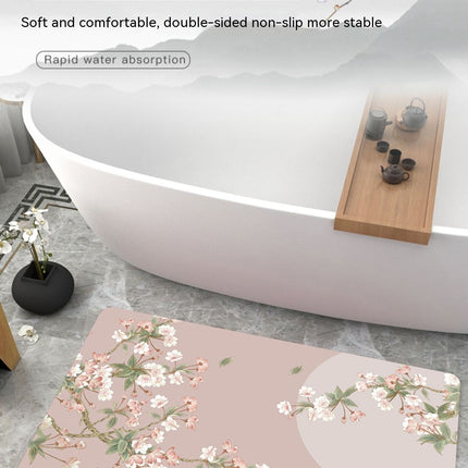 Diatomaceous earth bathroom rug bath mat plants and flowers bath mats super absorbent rubber bottom non-slip bath rugs