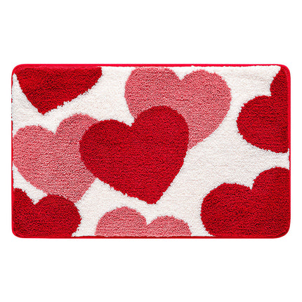 Red Bathroom Rug Anti-slip Microfiber Plush Bathmat Small Cool Shower Rug Washable Absorbent Floor Mat for Bathtub Sinks