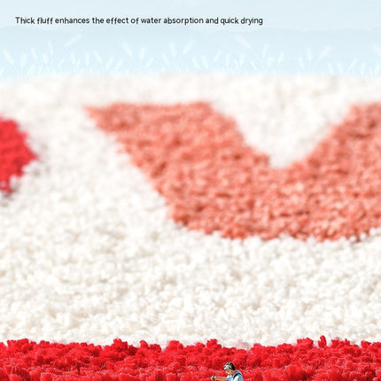 Red Bathroom Rug Anti-slip Microfiber Plush Bathmat Small Cool Shower Rug Washable Absorbent Floor Mat for Bathtub Sinks