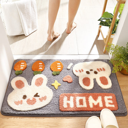 Cartoon Bath Mat Soft Microfiber Bathroom Mats, Non-Slip Durable Bath Rug Super Absorbent Bathmat, Machine Washable Doormat