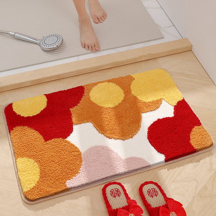 Bath mat, flower bath mat, ultrafine fiber fluffy soft bath mat, anti slip bath mat, machine washable long plush bath mat