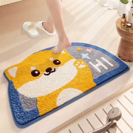 Half Round Bath Mats, Entrance Carpet Cartoon Doormat, Half Round Cute Entrance Welcome Mat, Half Round Non-Slip Rug