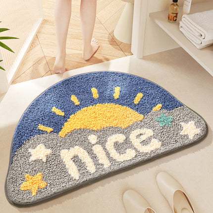 Half Round Bath Mats, Entrance Carpet Cartoon Doormat, Half Round Cute Entrance Welcome Mat, Half Round Non-Slip Rug