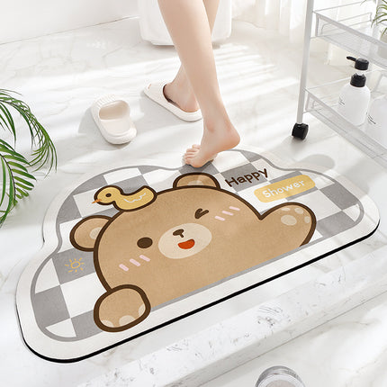 Cute Cartoon Bathroom Rugs Entrance Non-slip Bath Mat, Home Bathroom Absorbent Floor Mat, Toilet Quick Dry Mat, Bathroom Shower Mat