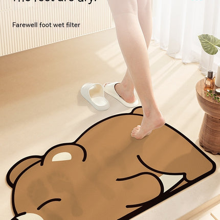 Cute Cartoon Bathroom Rugs Entrance Non-slip Bath Mat, Home Bathroom Absorbent Floor Mat, Toilet Quick Dry Mat, Bathroom Shower Mat