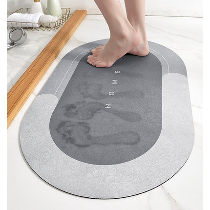 Rubber Bathmat non-slip quick drying bathroom rug, super absorbent thin bath mats for under the door, stylish washable bathroom floor mat